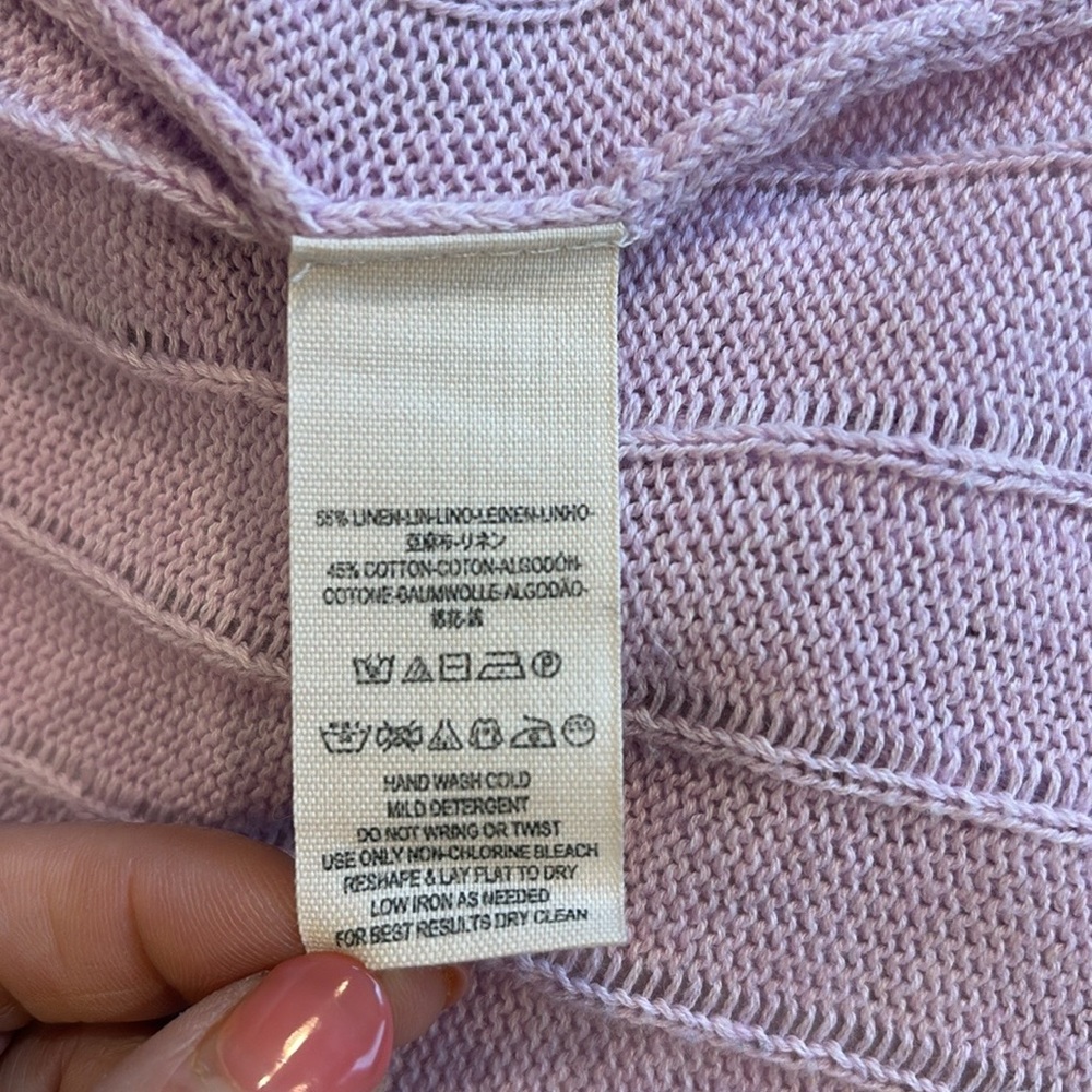 Free People Ribby Rib Longline Duster Cardigan XS Lilac Ribbed Linen Blend - Picture 7 of 9